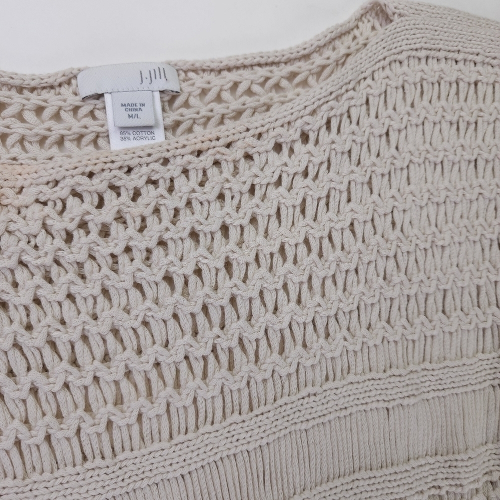 J. Jill Tan Cotton Open Weave Poncho M/L - Picture 11 of 11